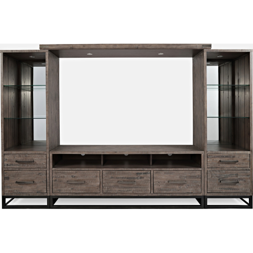 East Hampton 4PC Entertainment Center with 70" Console in Distressed Wood & Metal